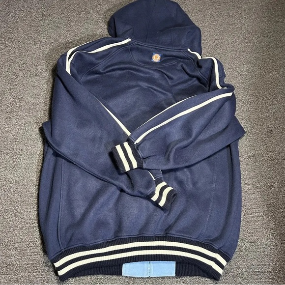 Navy and Light Blue Men's Bomber Jacket - Picture 3 of 7